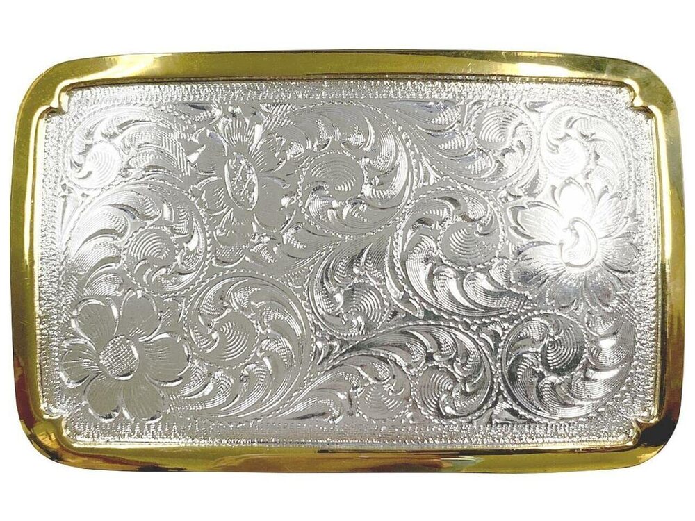 5438 H8134 Western Floral Engraved Sterling Replacement Belt Buckle Fits